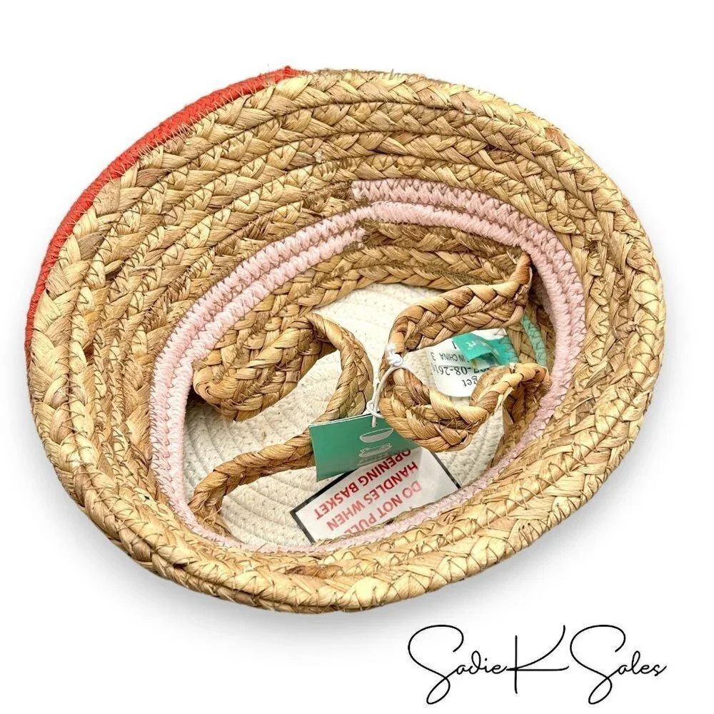Pillowfort Large Water Hyacinth & Coiled‎ Rope Stripe Bin Collapsible - Target